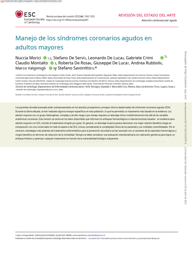 Management of Acute Coronary Syndromes in Older Adults - En.es | PDF