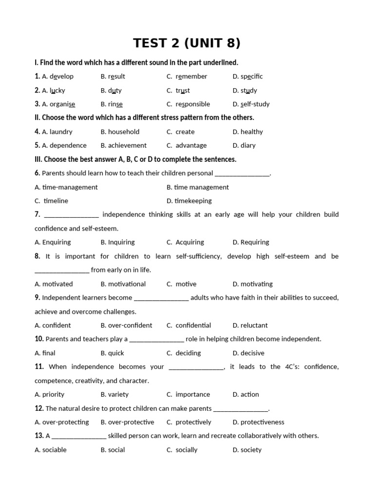 8.2. Test 2 (Unit 8) | PDF