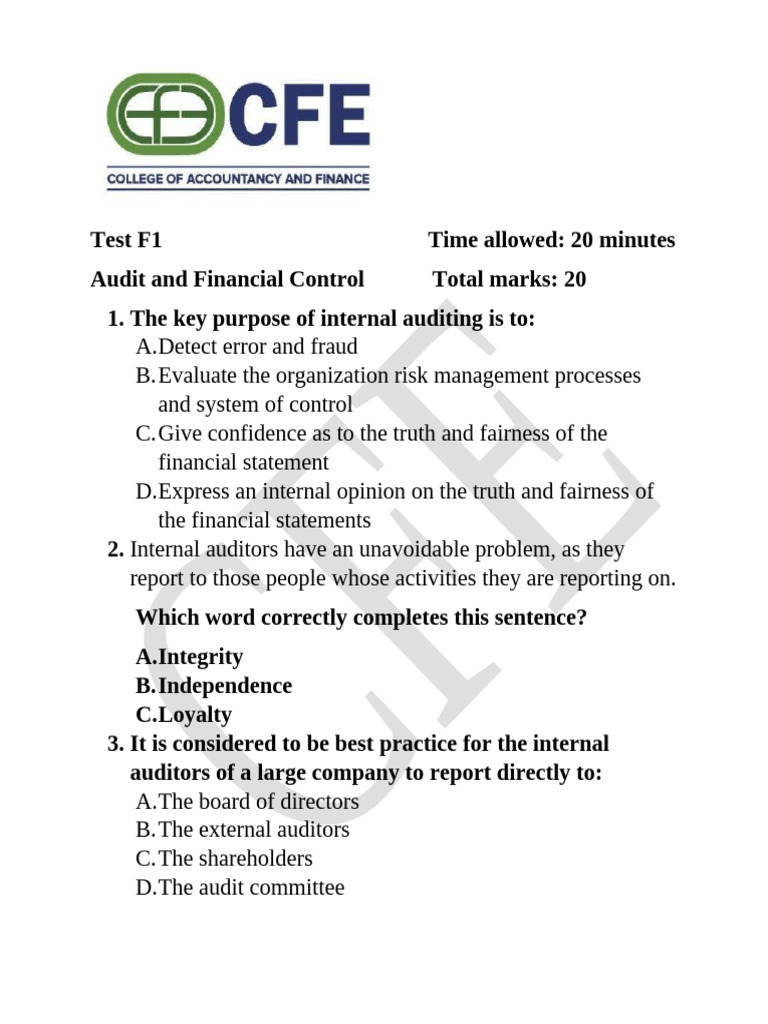 f1 Audit and Control | PDF
