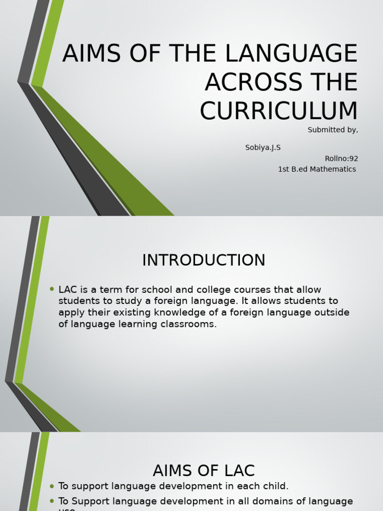 Aims of Language Across the Curriculum | PDF | Career & Growth ...