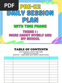 Daily Session Plan With Time Frame Pre-K2 Quarter-1
