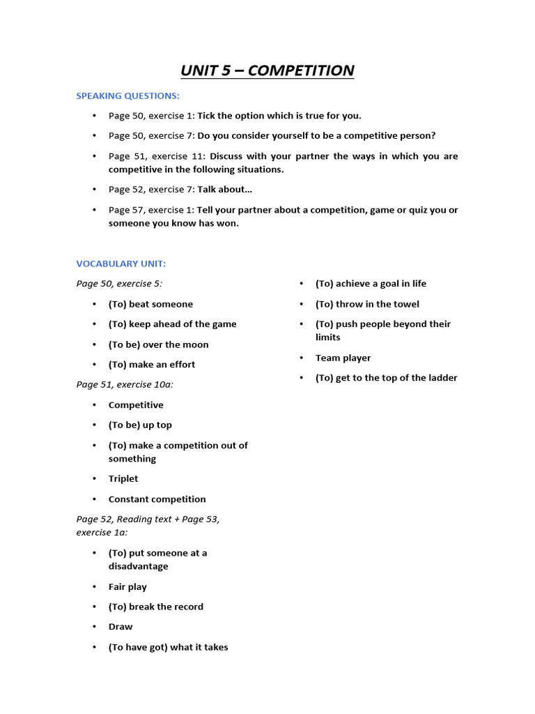 Unit 5 Competition Pdf
