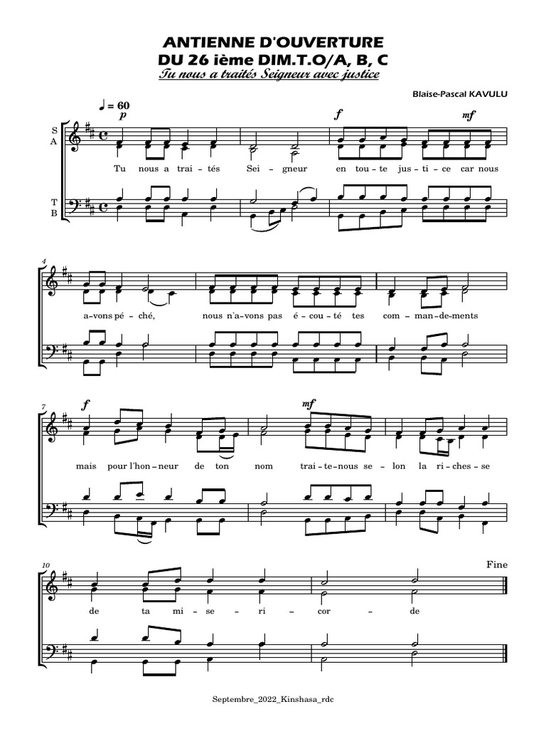 ANTIENNE - D'OUVERTURE DU 26 Ième DIMANCHE DE TEMPS ORDINAIRE ANNEE A&B ...