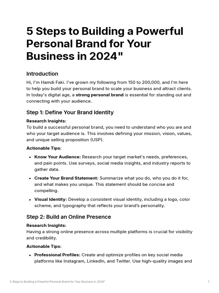 5 Steps To Building A Powerful Personal Brand For Your Business | PDF