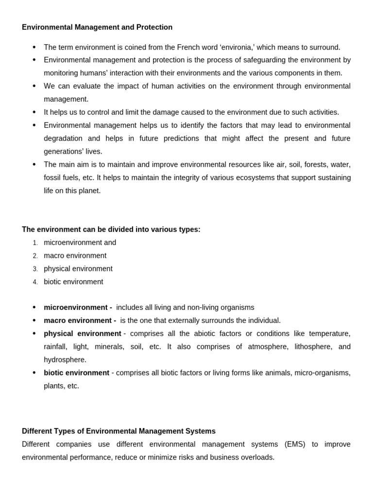 Environmental Management and Protection Montes | PDF
