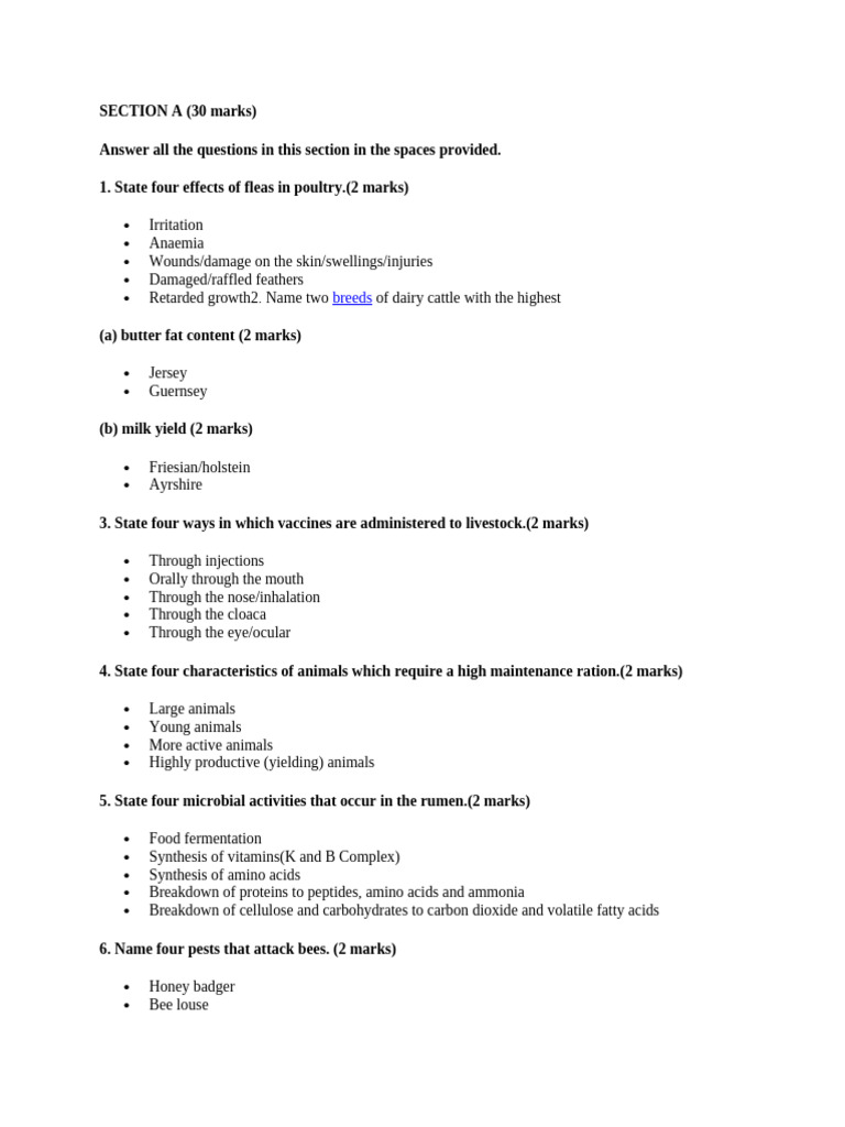 Kcse Agriculture Ms 2019 P2 Pdf Ruminant