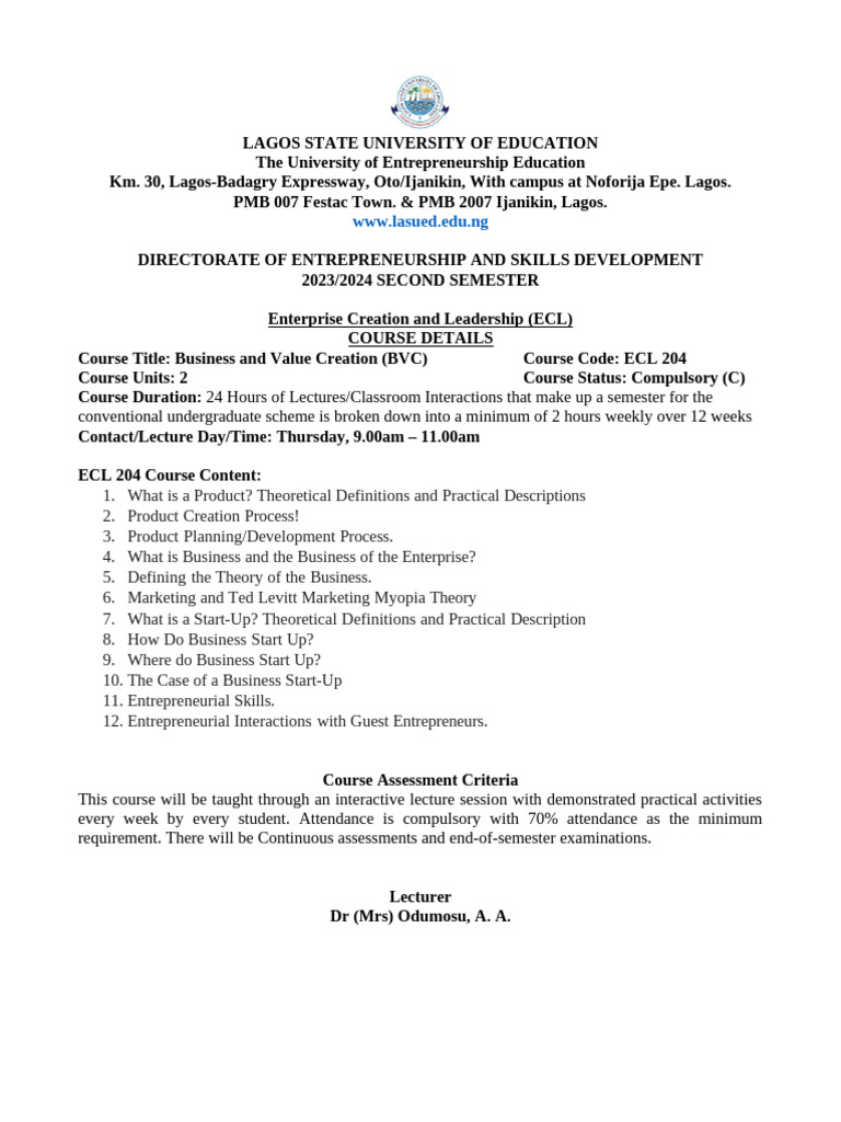 ECL 204 Course Details | PDF