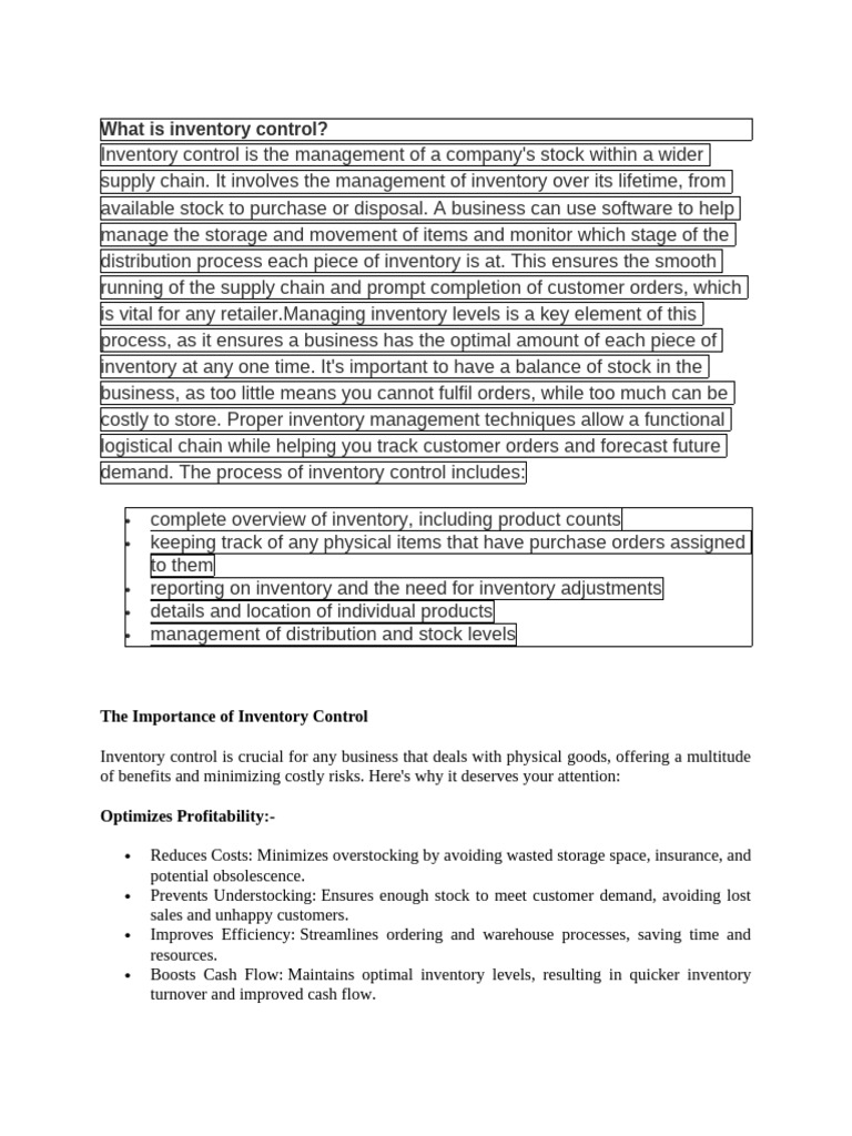What Is Inventory Control | PDF