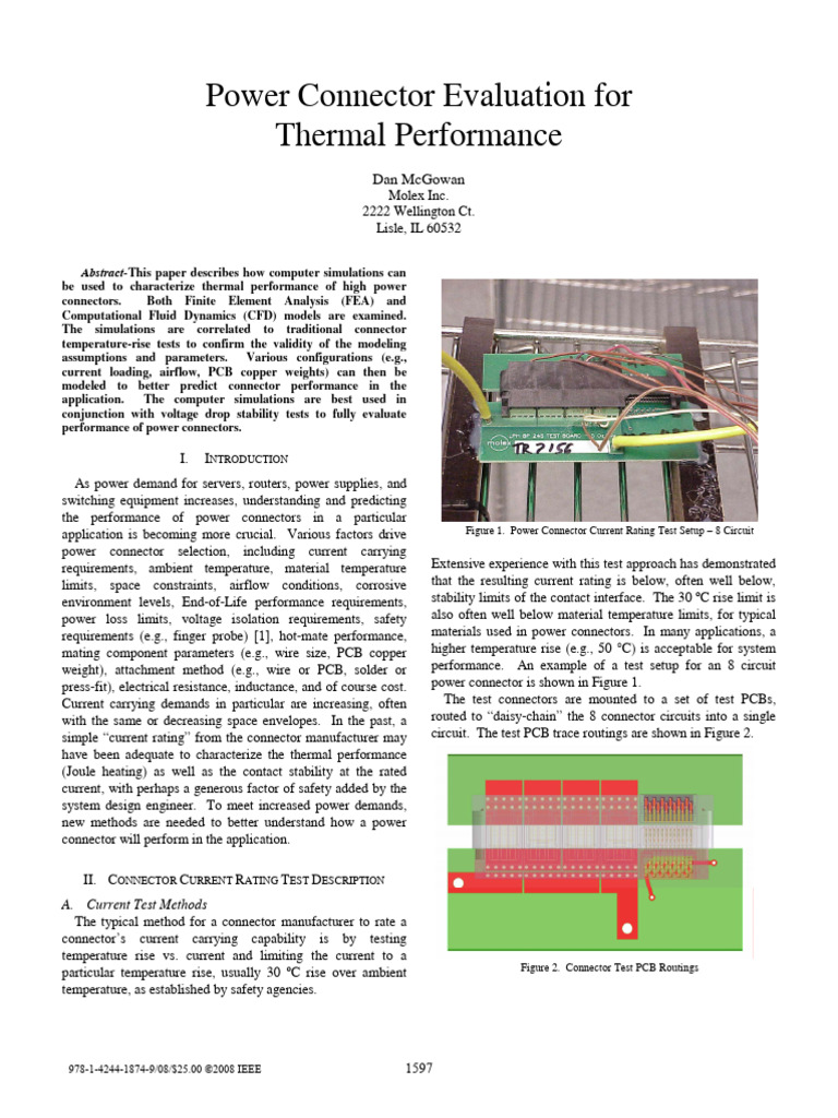 Power Connector Evaluation For Thermal Performance (5 Pages) | PDF ...