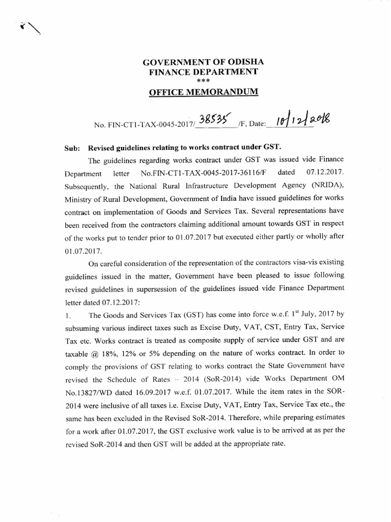 Revised Guidelines to Works Contract Under GST | PDF