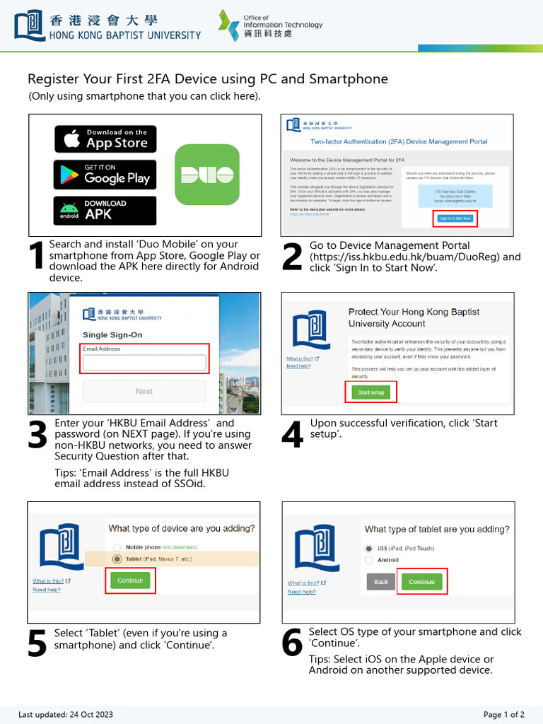 Register Your First Mobile Device Using Computer and Smartphone | PDF