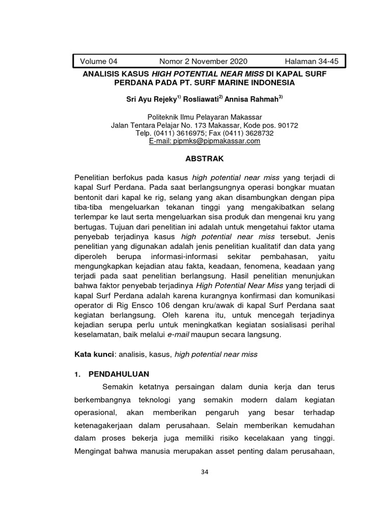 Analisis Kasus High Potential Near Miss | PDF