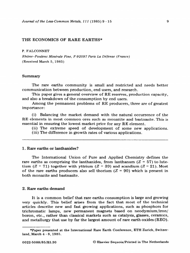 The Economics of Rare Earths | PDF