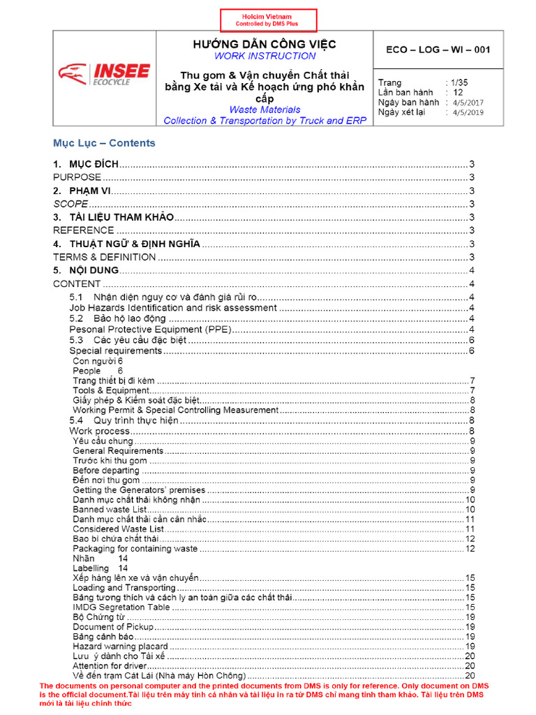 WI - Thu Gom Bang Xe Tai - DMS | PDF