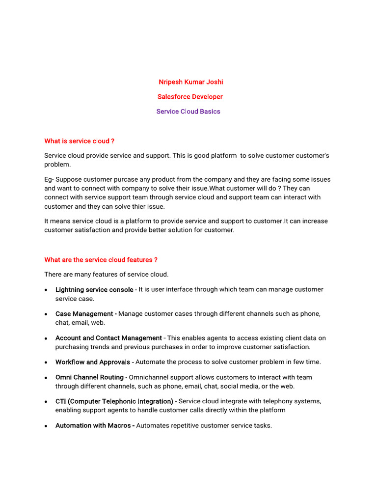 Service Cloud Notes | PDF