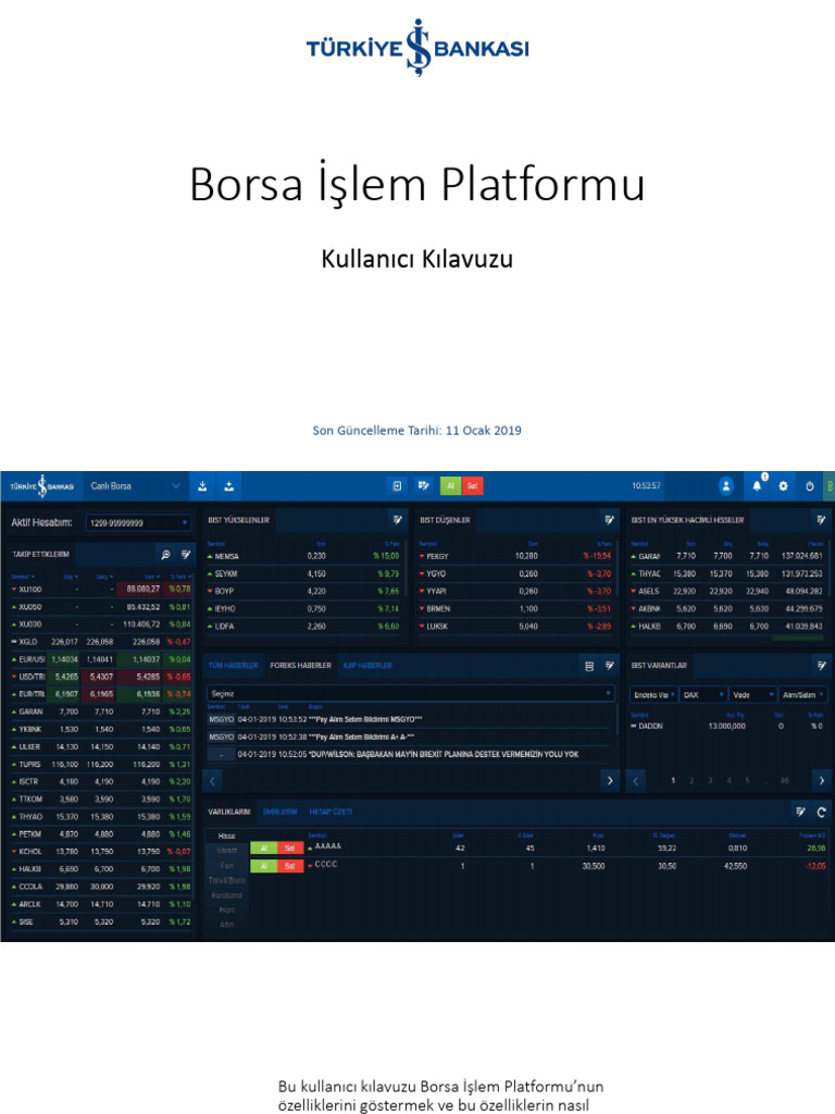Borsa Islem Platformu Kullanici Kilavuzu | PDF