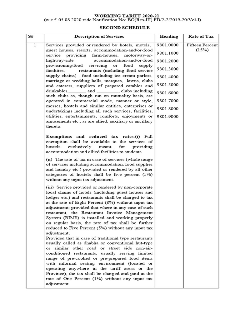 SRB Second Schedule Tax Rates Update | PDF | Banks | Taxes