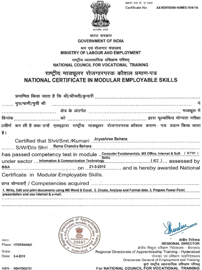 Computer Certificate | PDF