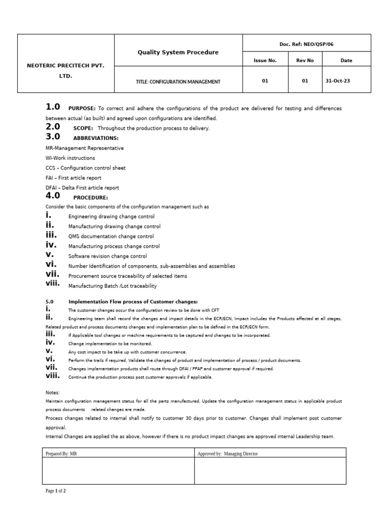 006-CONFIGURATION MANAGEMENT - Final | PDF