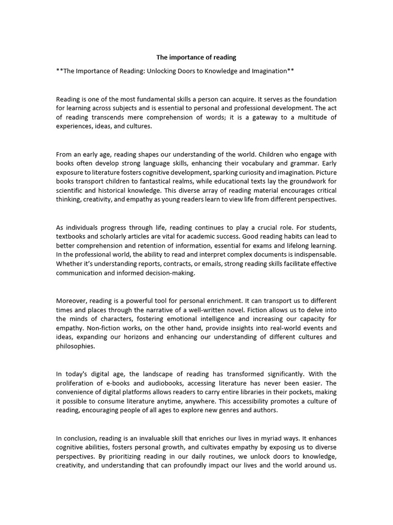 The Importance of Reading | PDF