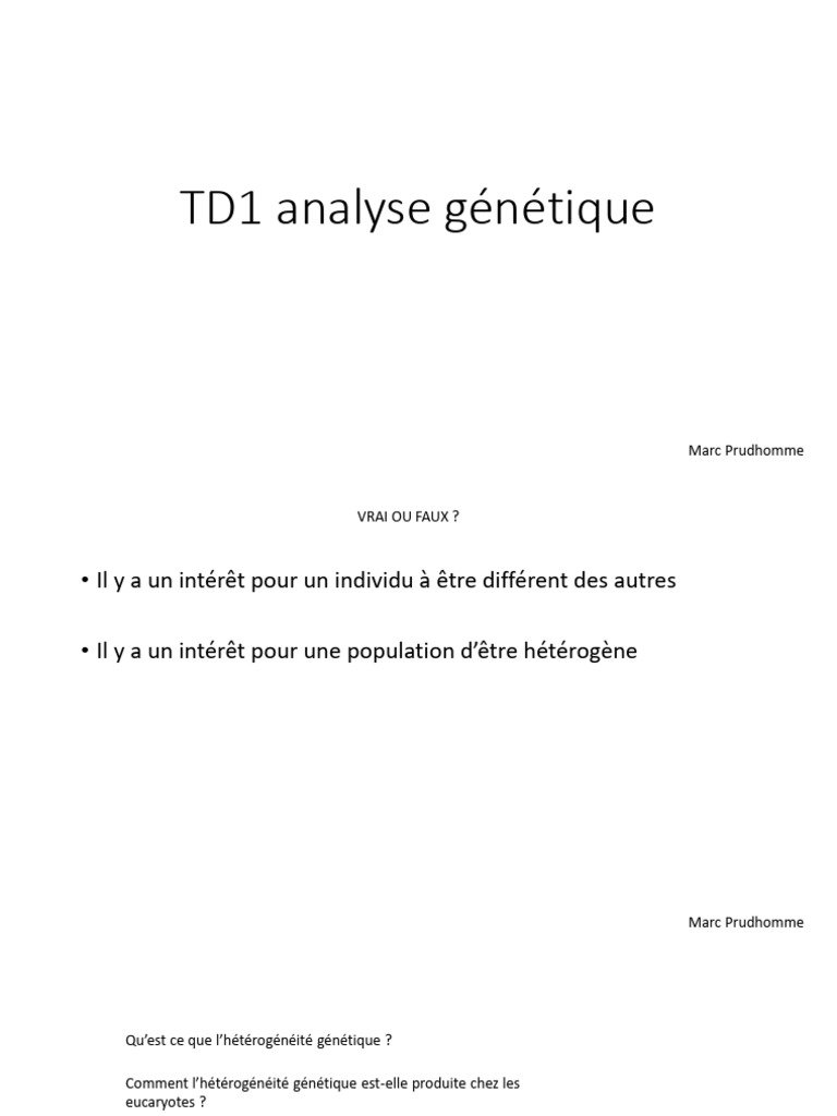 TD1 Analyse Génétique 2022 | PDF