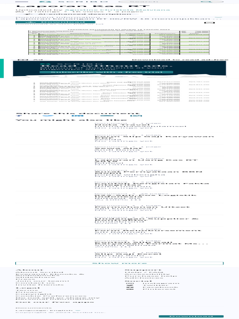 Laporan Kas RT PDF | PDF