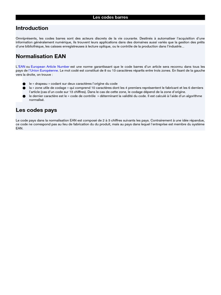 2.1 Les Codes Barres | PDF