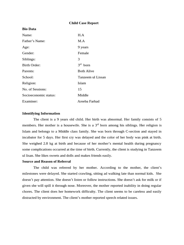 Intellectual Disability Psychodiagnostic Report | PDF