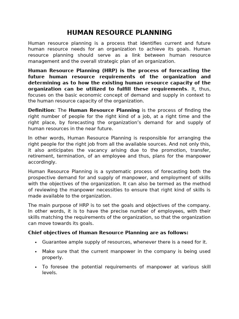 Human Resource Planning | PDF