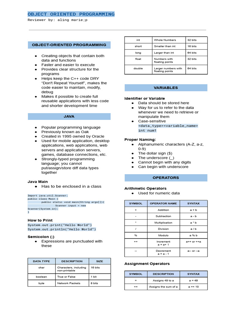 Object-Oriented Programming | PDF