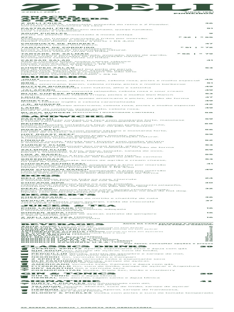 Cardapio Digital Z Deli Comida | PDF