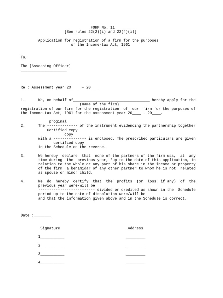 Form 16 Application for Firm Registration | PDF | Income Tax | Finance ...