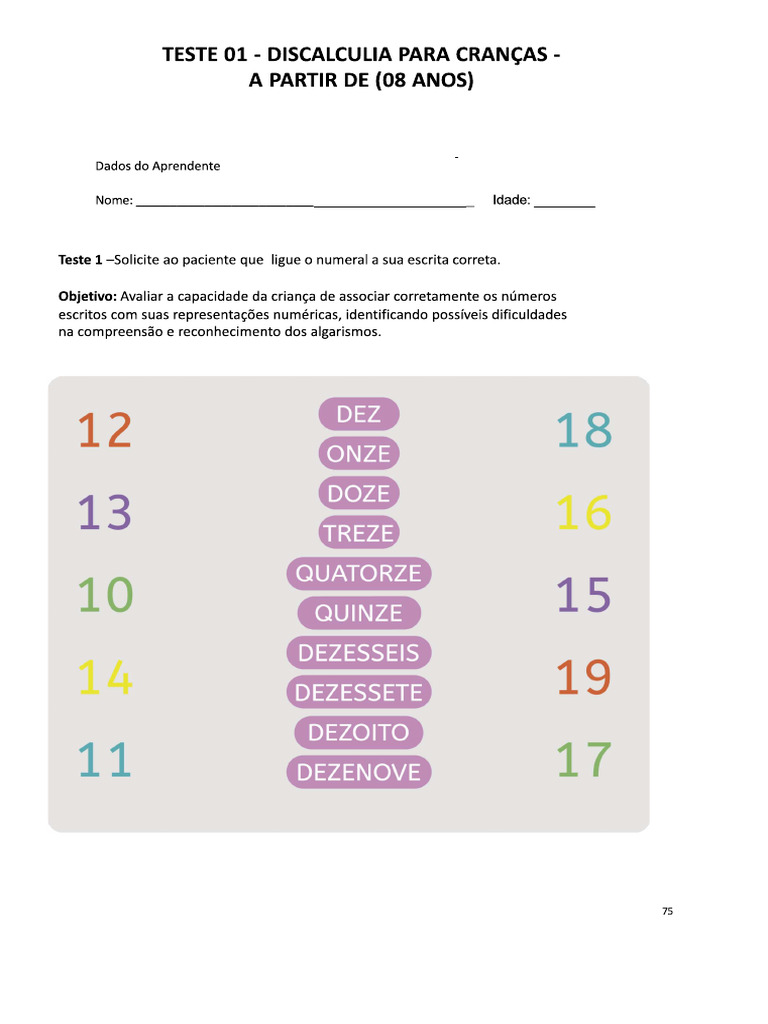 TESTE DISCALCULIA | PDF