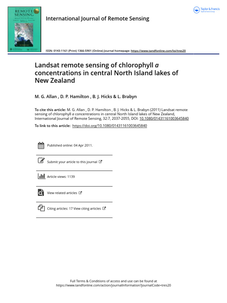 Landsat Remote Sensing of Chlorophyll Concentrations in Central North ...