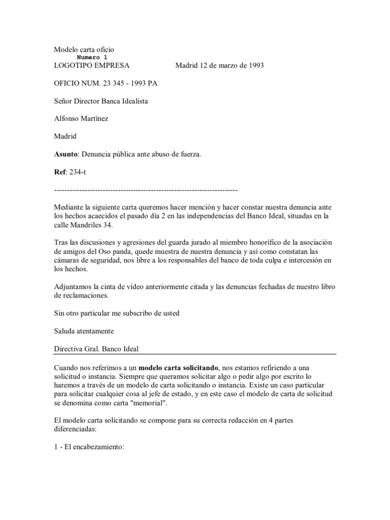 Modelo de carta para solicitar algo