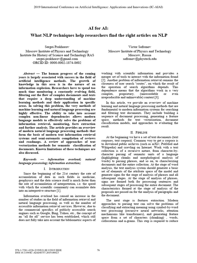 3ai for ai what nlp techniques help researchers find the right articles