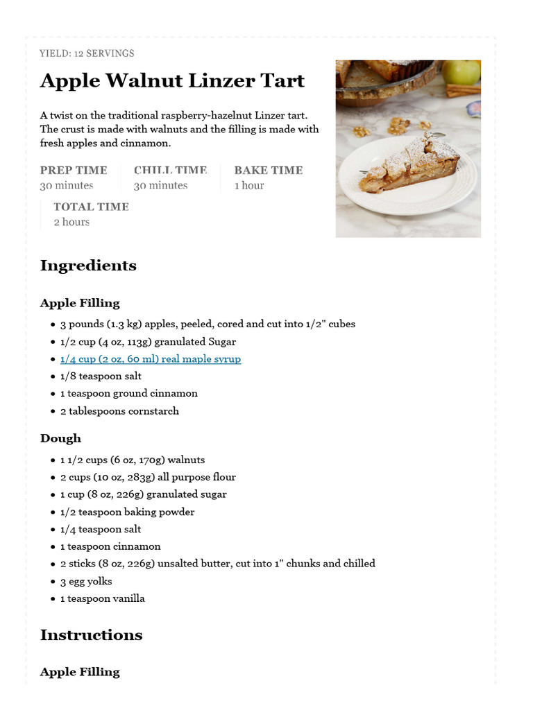 Apple Walnut Linzer Tart | PDF