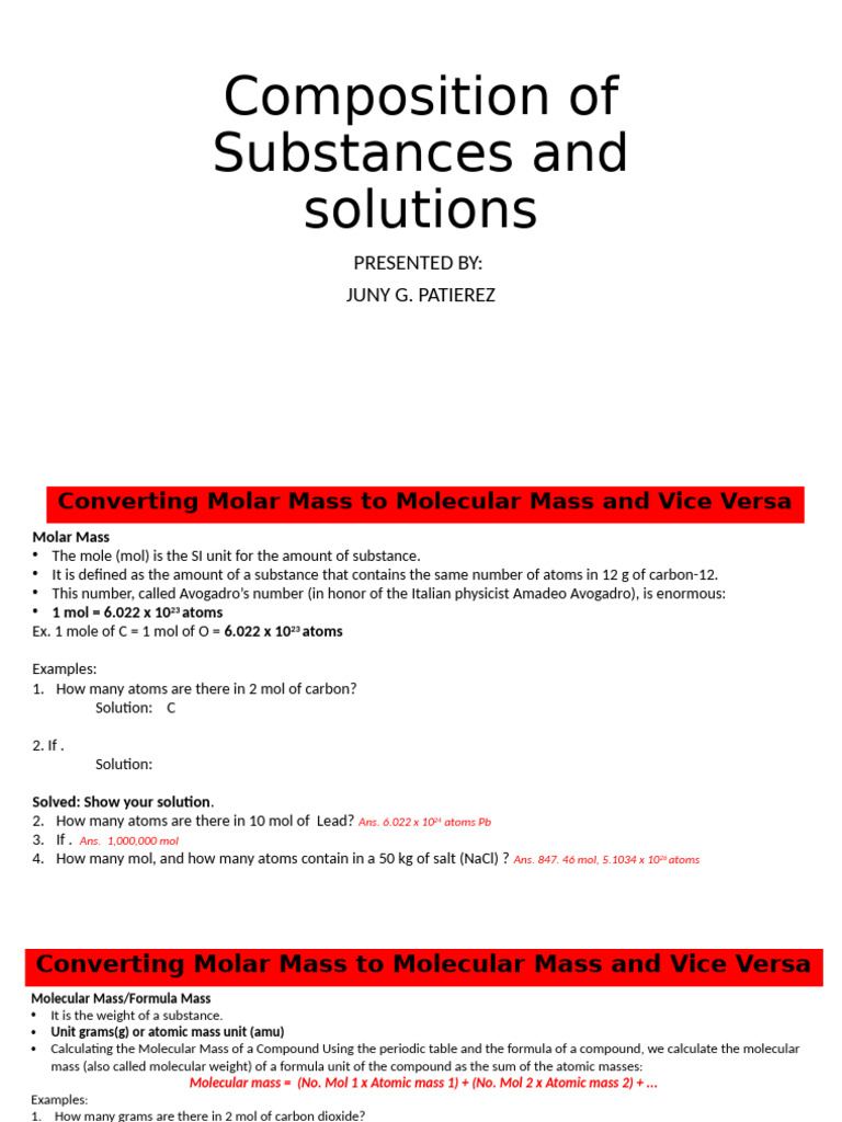 Molar Mass and Molecular Formula Analysis | PDF | Mole (Unit) | Molar ...