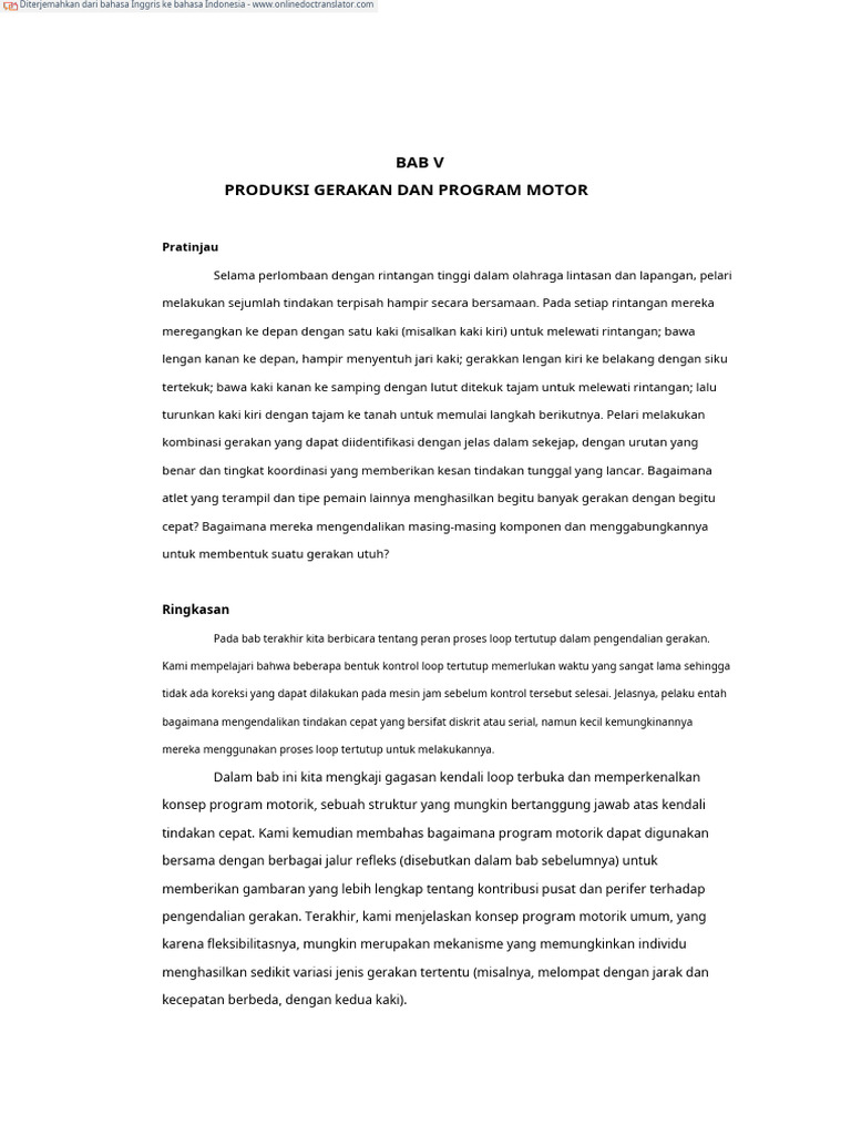 CHAPTER V - MOVEMENT PRODUCTION AND MOTOR PROGRAMS - En.id | PDF