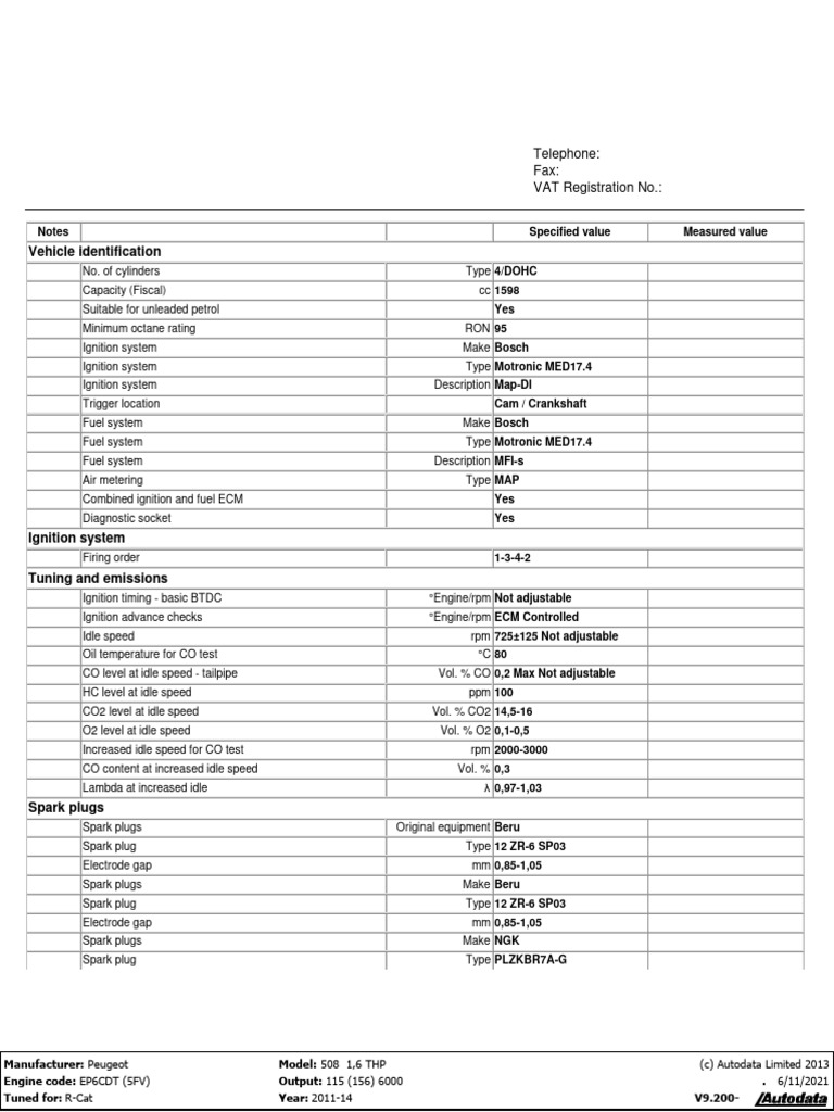 Peugeot 508 autodata | PDF