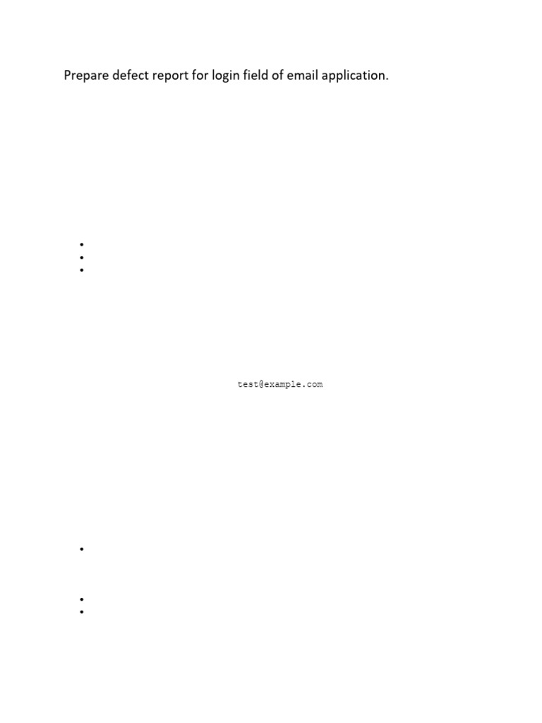 Defect Report: Email Login Issue | PDF | Finance & Money Management