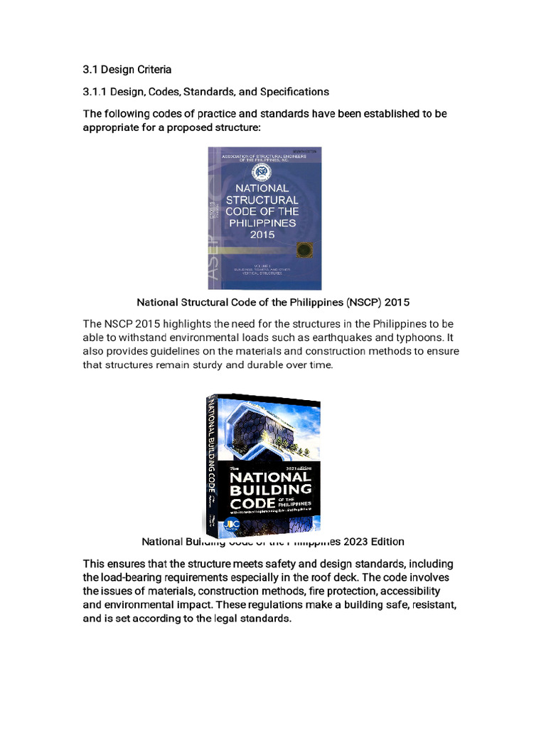 3.1.1 Design, Codes, Standards, and Specifications | PDF