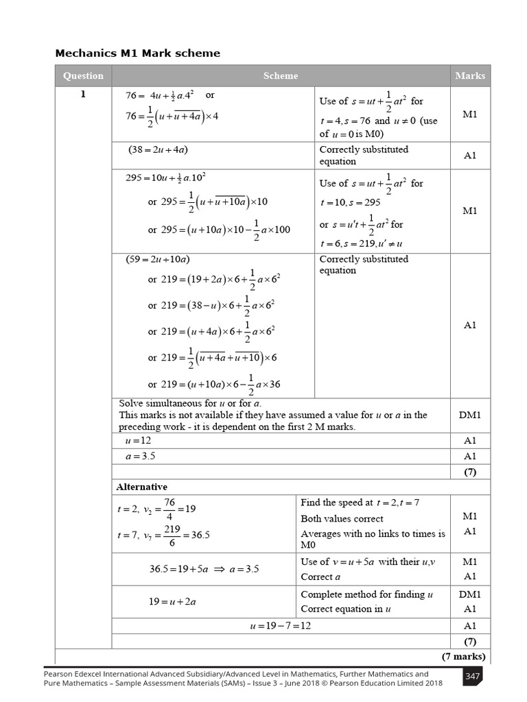 M1 IAL Sample Assessment MS | PDF