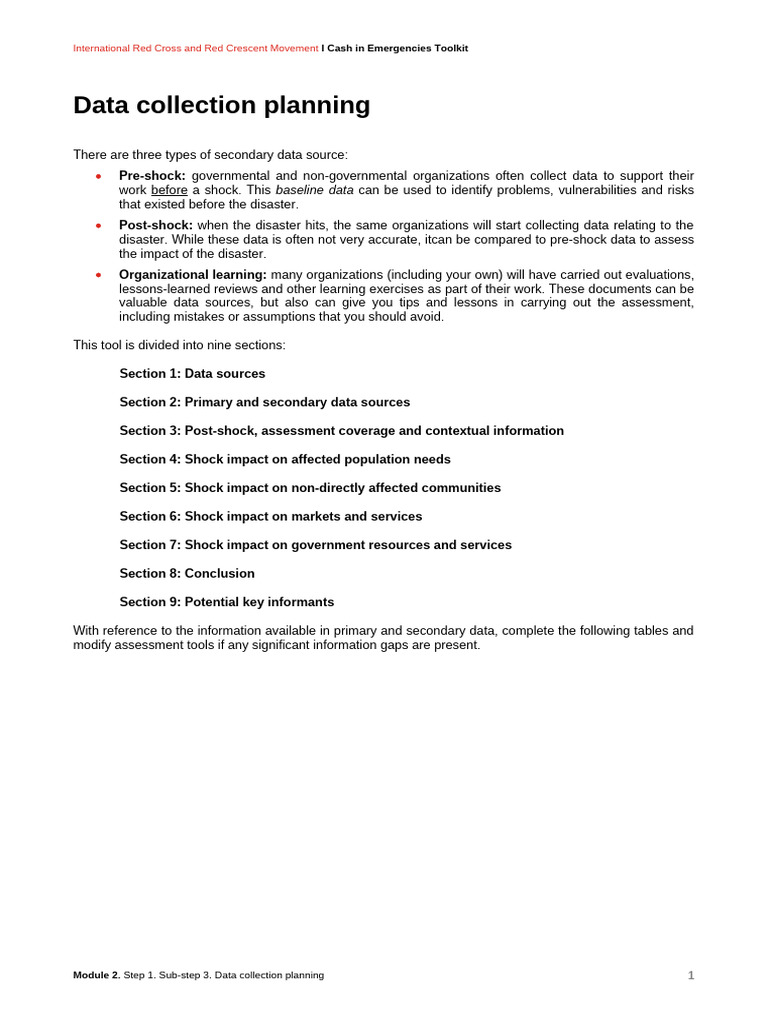 1 - 3 - 1 Data Collection Planning | PDF