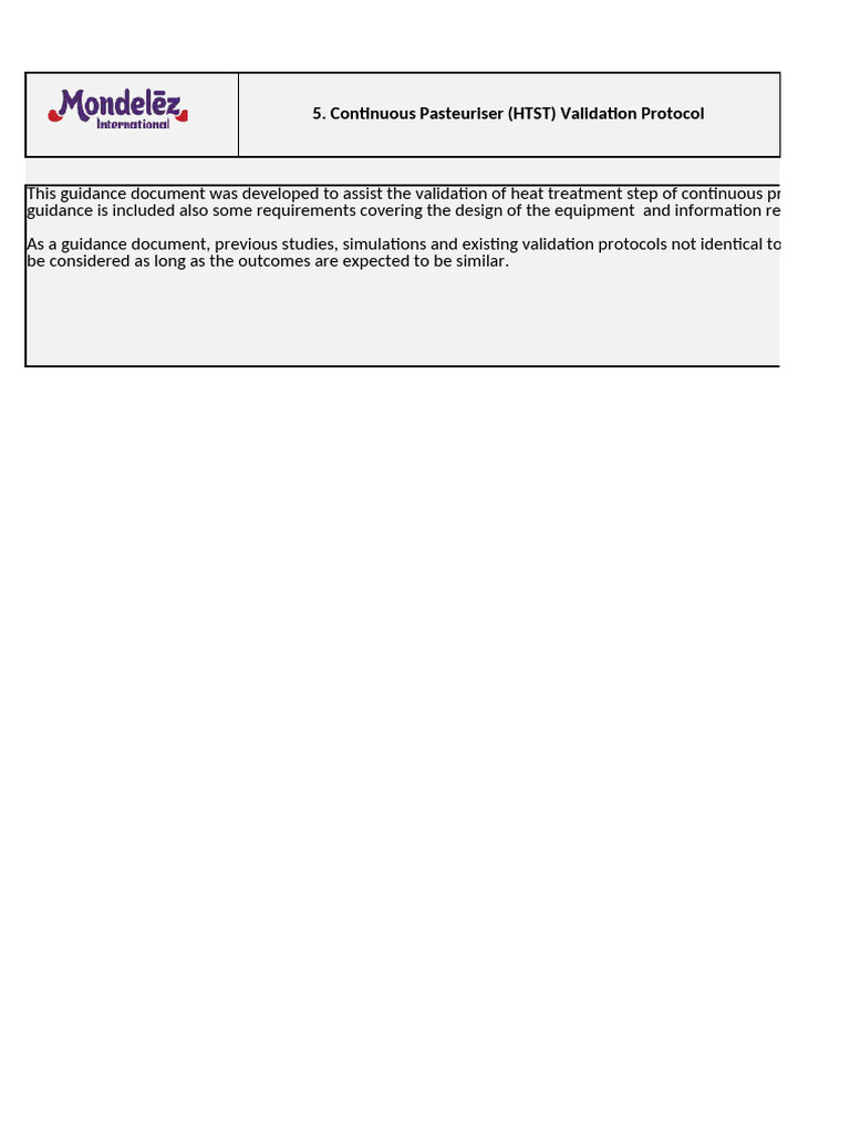 5 Protocol Contimuous Pasteurizer HTST Validation 2 | PDF