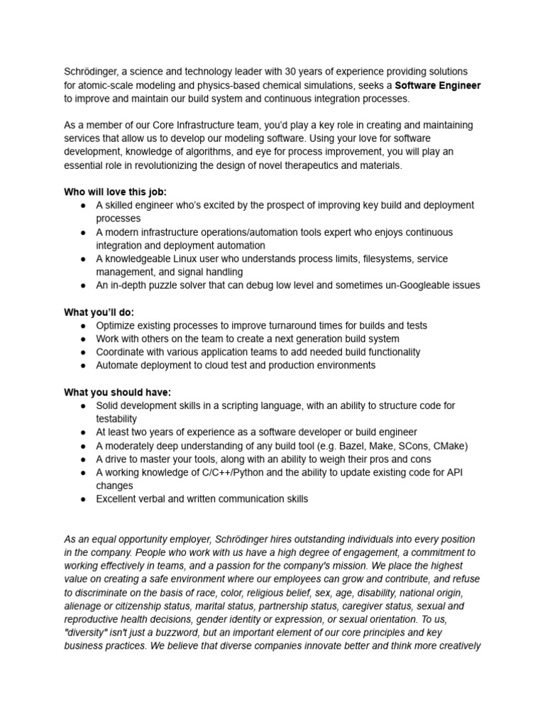 Software Engineer, Infrastructure Intern | PDF
