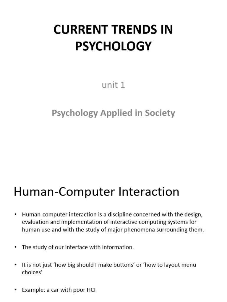 Current Trends Unit 1 | PDF