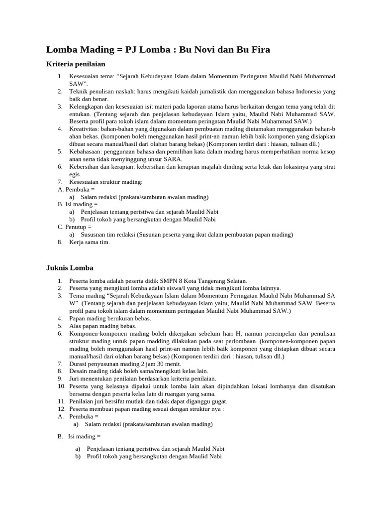 Lomba Mading Maulid Nabi Muhammad SAW | PDF | Art