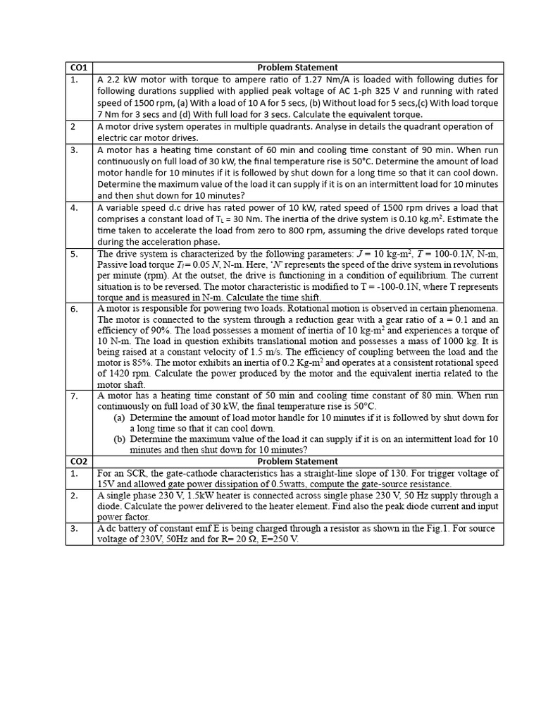 QP CO-wise - Practice Set For Students | PDF | Electric Motor | Science ...