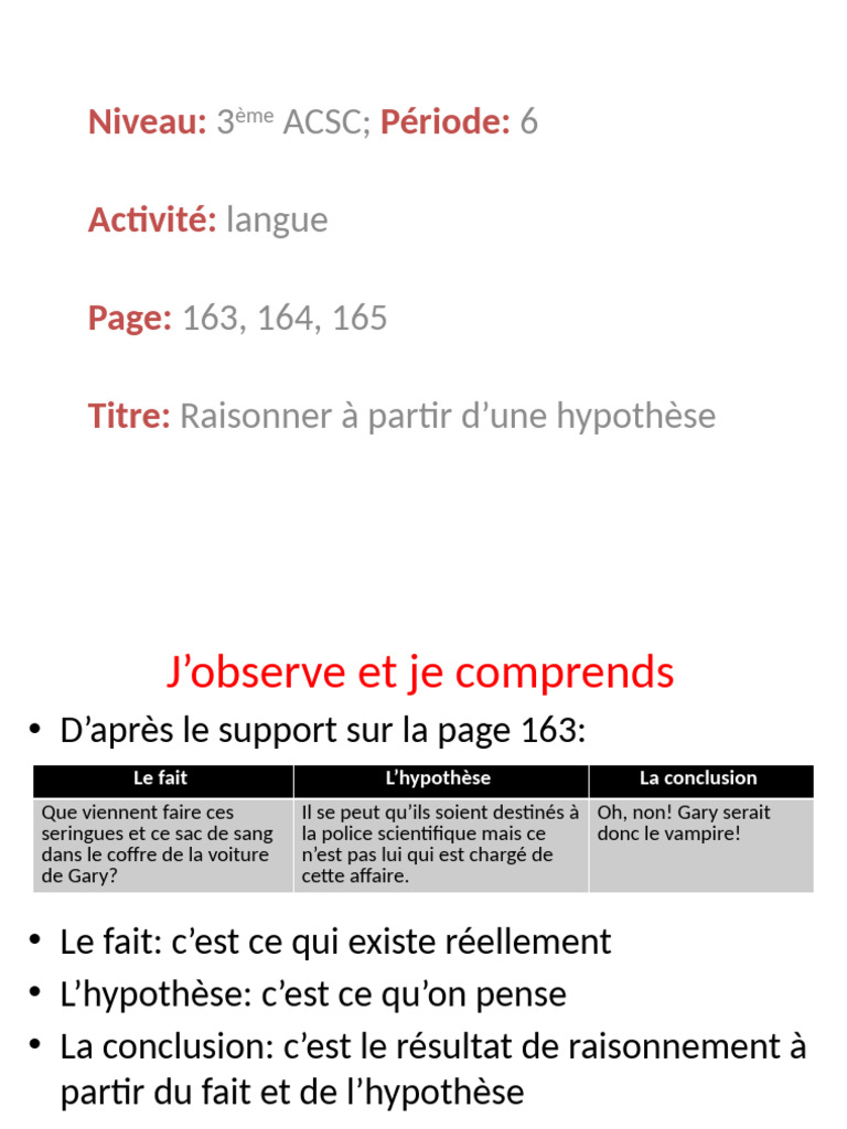 Langue Raisonner À Partir D'une Hypothèse | PDF